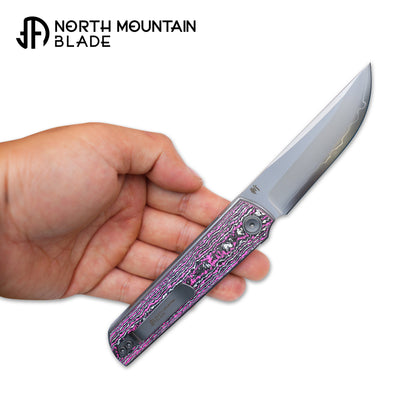 2412-GlowCF CHOP 4 Front Flipper Folding Knife, Ceramic Carbon Fiber Handle, SLD San Mai Steel, Japanese-Style