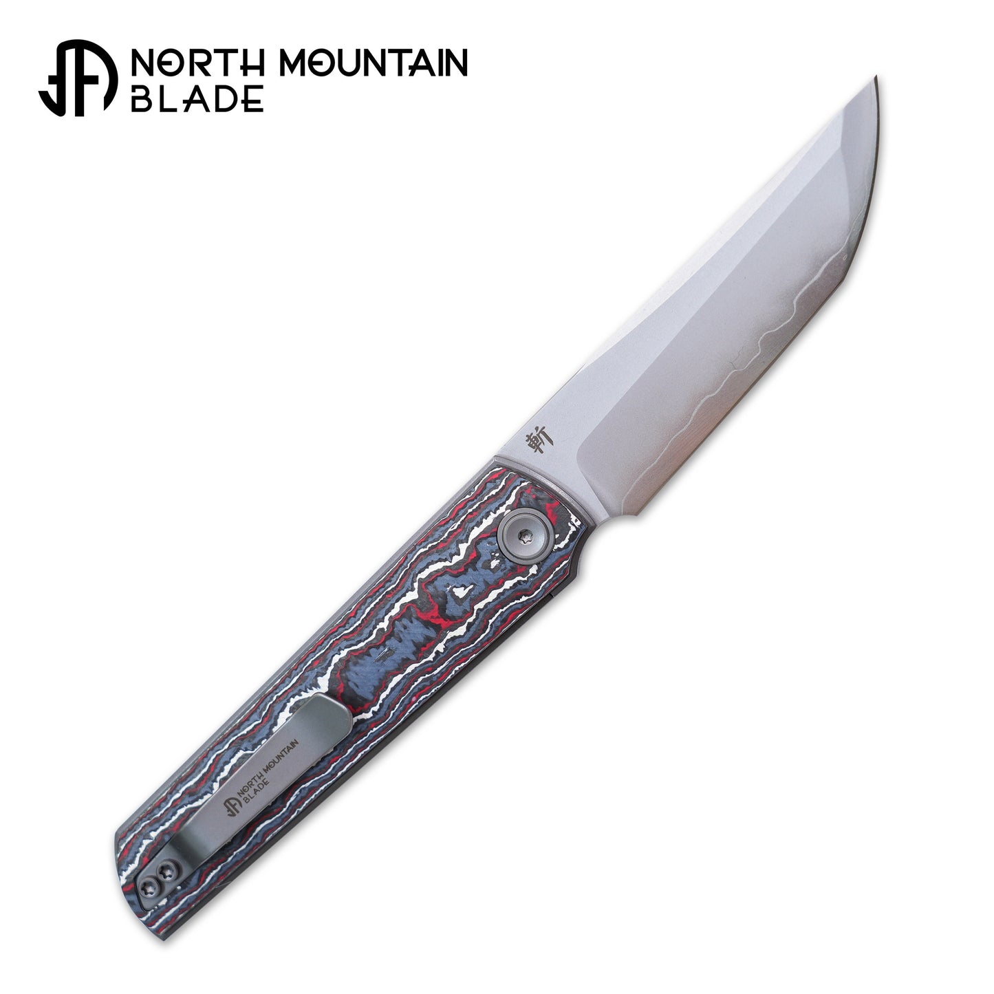 2412-RDWH CHOP 4 Front Flipper Folding Knife, Ceramic Carbon Fiber Handle, SLD San Mai Steel, Japanese-Style Tanto