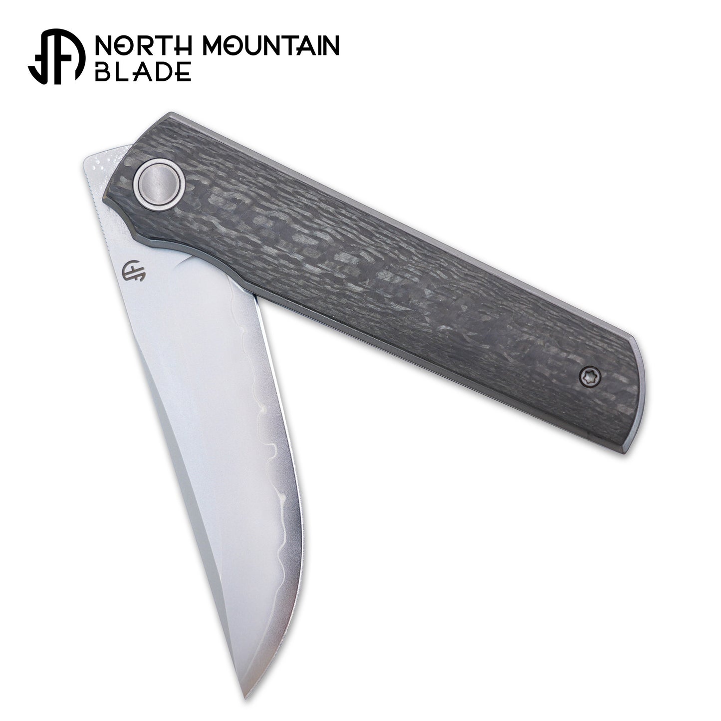 2412-CFCP CHOP 4 Front Flipper Folding Knife, 3K CF Handle, SLD San Mai Steel, Japanese-Style Tanto