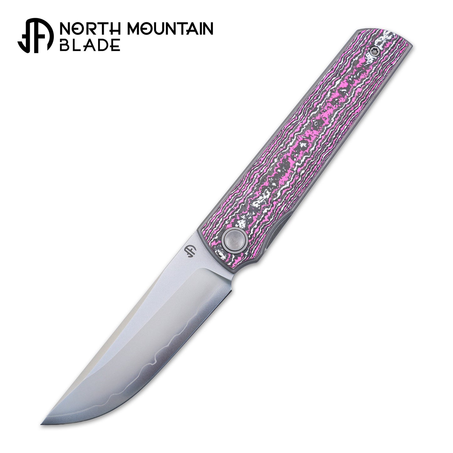 2412-GlowCF CHOP 4 Front Flipper Folding Knife, Ceramic Carbon Fiber Handle, SLD San Mai Steel, Japanese-Style