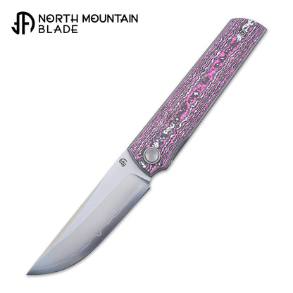 2412-GlowCF CHOP 4 Front Flipper Folding Knife, Ceramic Carbon Fiber Handle, SLD San Mai Steel, Japanese-Style