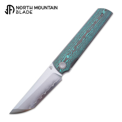 2412-GRCF CHOP 4 Front Flipper Folding Knife, Ceramic Carbon Fiber Handle, SLD San Mai Steel, Japanese-Style Tanto