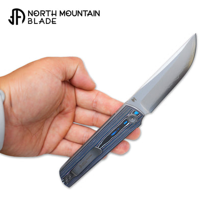 2412-BLPR CHOP 4 Front Flipper Folding Knife, Ceramic Carbon Fiber Handle, SLD San Mai Steel, Japanese-Style