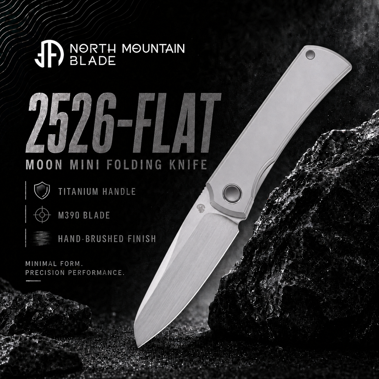 Moon 2526-Flat MINI Folding Knife Ti Handle M390 Blade hand-brushed finish