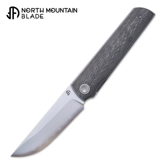 2412-CFCP CHOP 4 Front Flipper Folding Knife, 3K CF Handle, SLD San Mai Steel, Japanese-Style Tanto