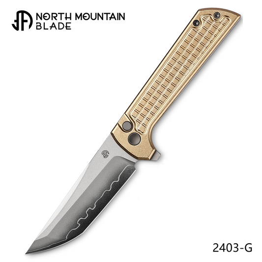 Chop 2 2403-G Aluminum bronze handle CNC Exclusive SLD-Magic Tanto grid