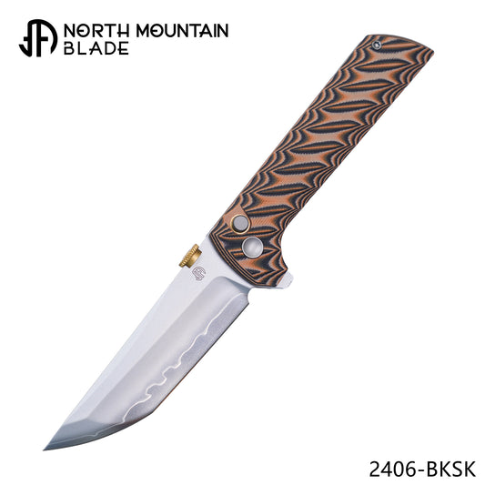 2406-BKSK New .45-style thumb disc Two-tone G10 handle with snakeskin pattern