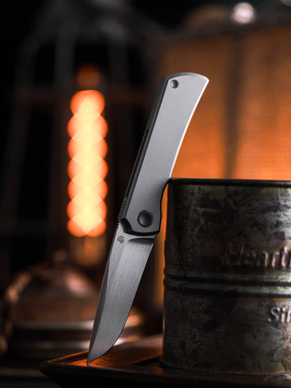Sun 2525-Flat MINI Folding Knife Ti Handle M390 Blade hand-brushed finish