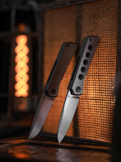 Moon 2526-Hole MINI Folding Knife Ti Handle M390 Blade hand-brushed finish