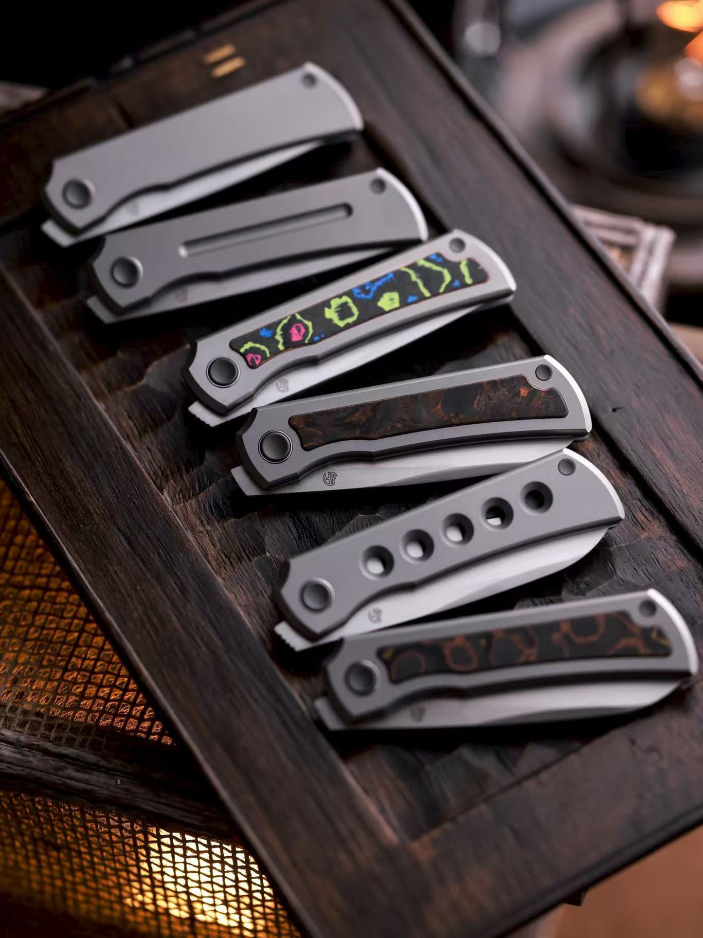 Moon 2526-BKCU MINI Folding Knife Ti Handle M390 Blade hand-brushed finish