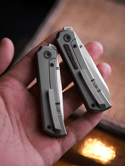 Sun 2525-Flat MINI Folding Knife Ti Handle M390 Blade hand-brushed finish