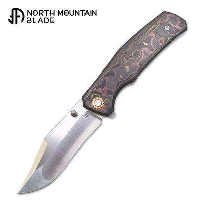 North Mountain  北山  Jellyfish 4th Generation Super Smooth M390 Blade Hand Polished Titanium Frame Carbon Fiber Handle