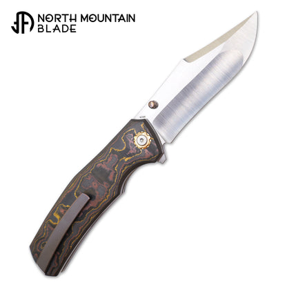 North Mountain  北山  Jellyfish 4th Generation Super Smooth M390 Blade Hand Polished Titanium Frame Carbon Fiber Handle