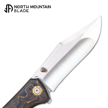 North Mountain  北山  Jellyfish 4th Generation Super Smooth M390 Blade Hand Polished Titanium Frame Carbon Fiber Handle