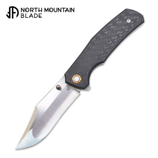 North Mountain  北山  Jellyfish 4th Generation Super Smooth M390 Blade Hand Polished Titanium Frame Carbon Fiber Handle