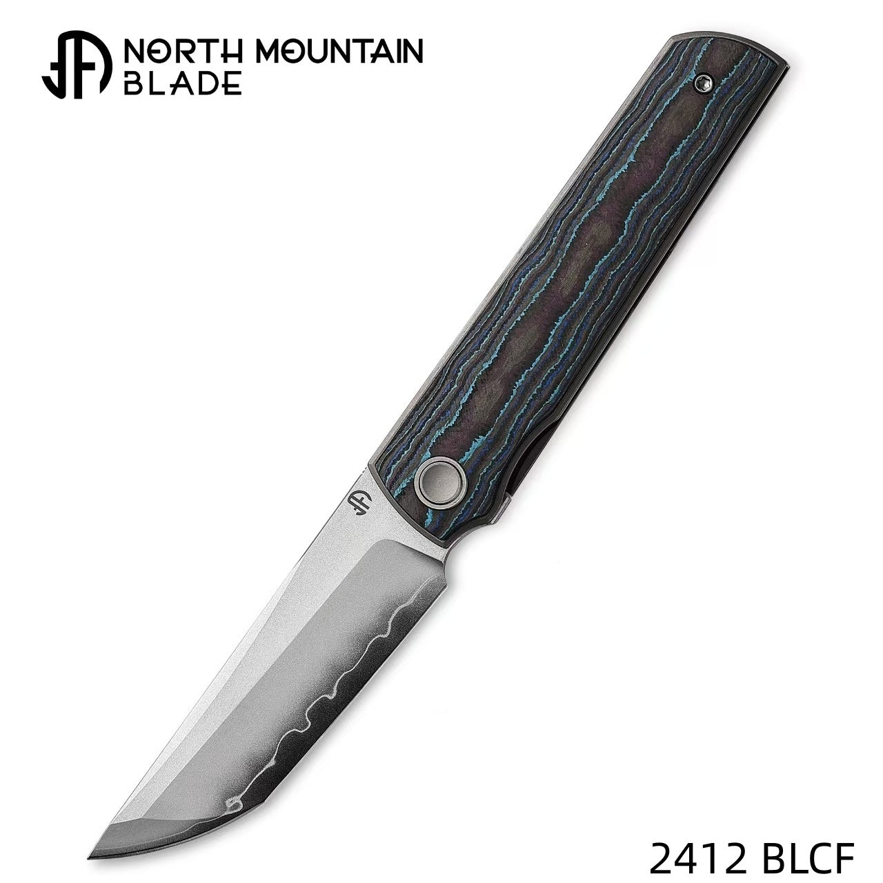 2412-BLCF CHOP 4 Front Flipper Folding Knife, Ceramic Carbon Fiber Handle, SLD San Mai Steel, Japanese-Style Tanto