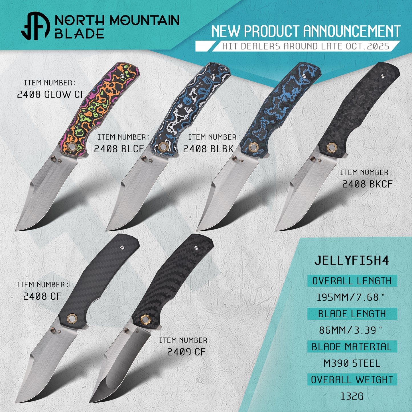 Jellyfish 4th Generation Super Smooth M390 Blade Hand Polished Titanium Frame Carbon Fiber Handle