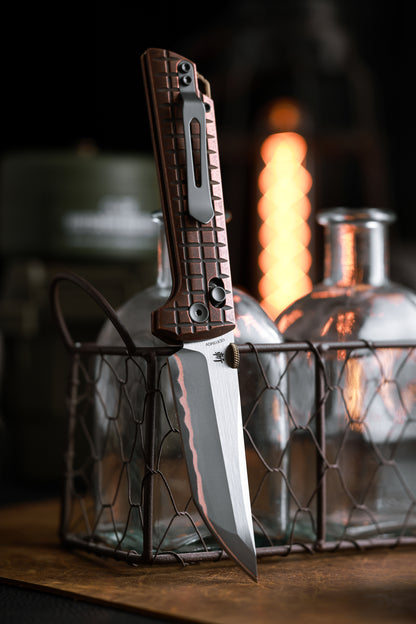 2418-CU-G-5  Crossbar Lock  5-Layer Copper Steel 3.5" Blade Japanese-style tactical folding knife