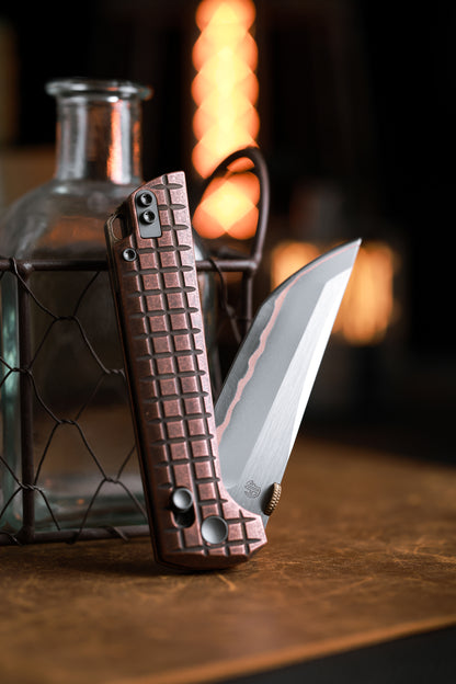 2418-CU-G-5  Crossbar Lock  5-Layer Copper Steel 3.5" Blade Japanese-style tactical folding knife