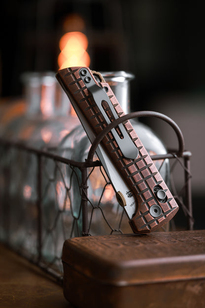 2418-CU-G-5  Crossbar Lock  5-Layer Copper Steel 3.5" Blade Japanese-style tactical folding knife