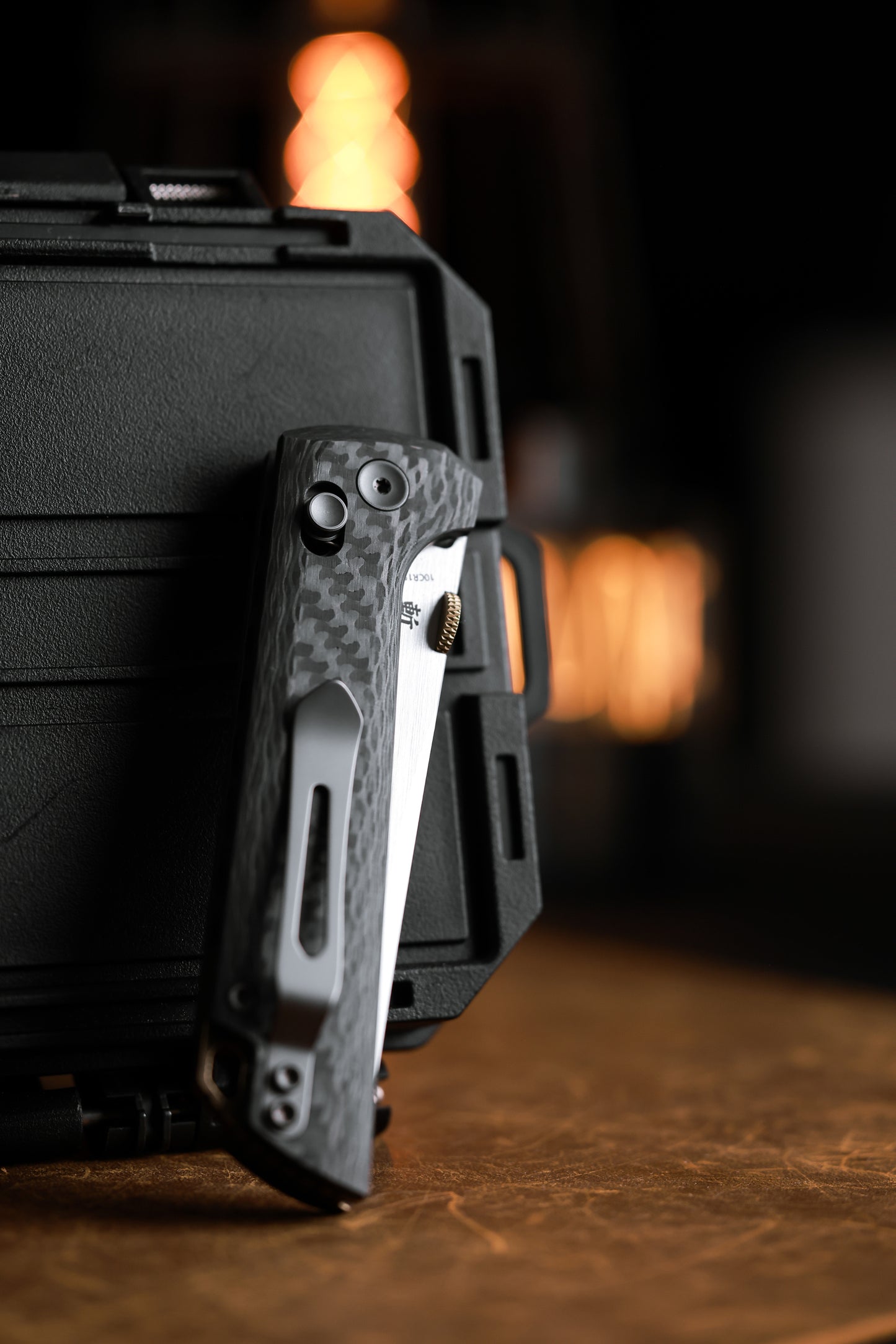 2418-CF-5 Crossbar Lock  5-Layer Copper Steel 3.5" Blade Japanese-style tactical folding knife