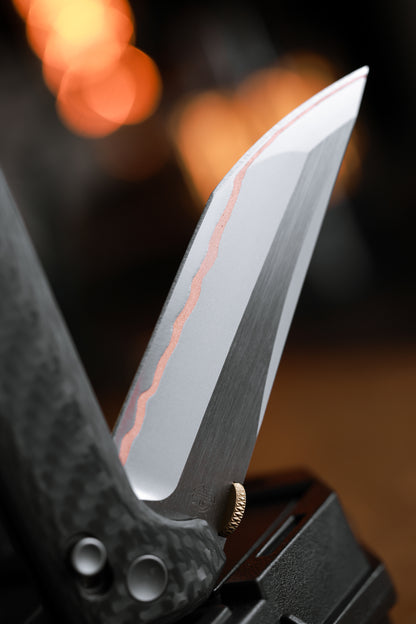 2418-CF-5 Crossbar Lock  5-Layer Copper Steel 3.5" Blade Japanese-style tactical folding knife