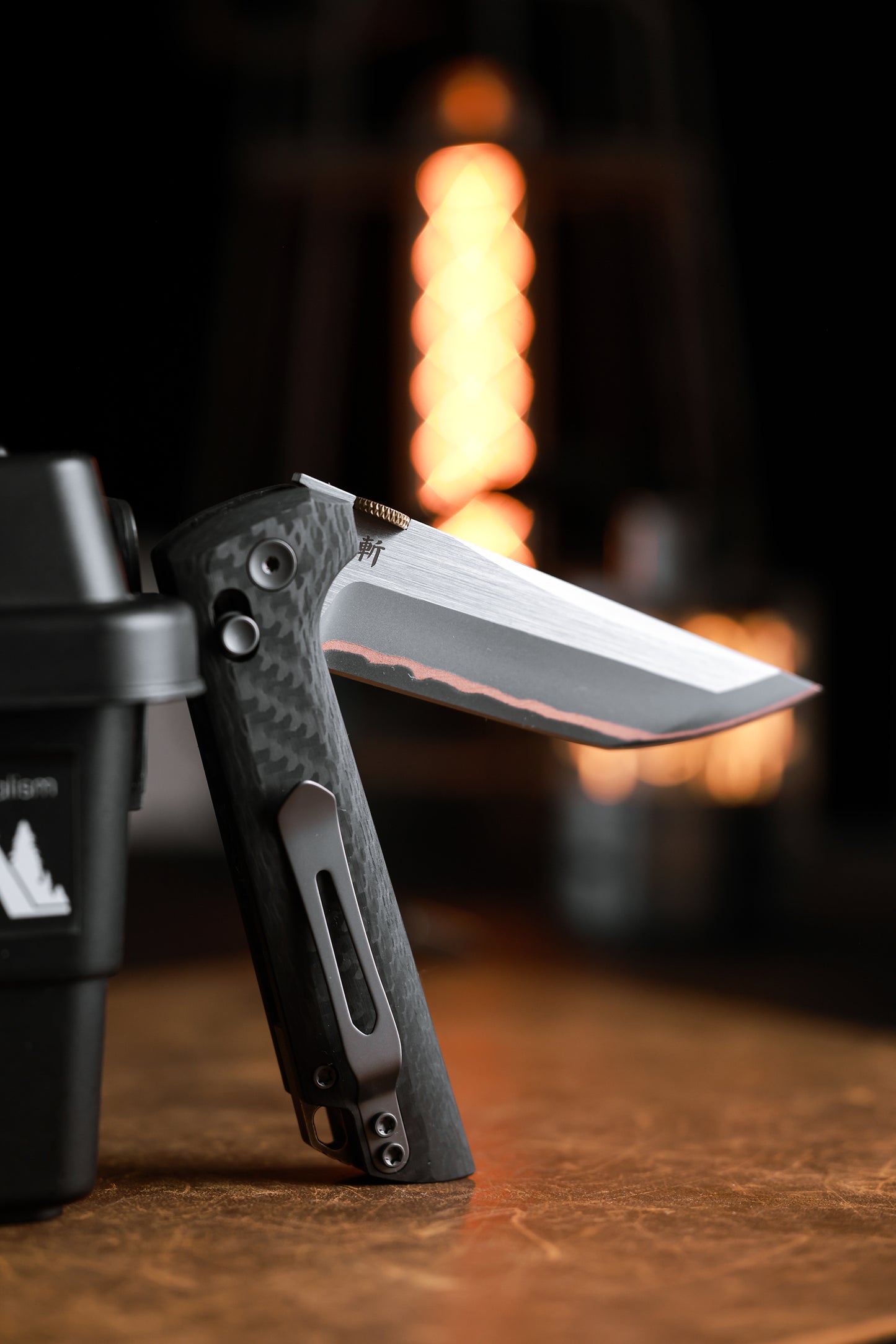 2418-CF-5 Crossbar Lock  5-Layer Copper Steel 3.5" Blade Japanese-style tactical folding knife