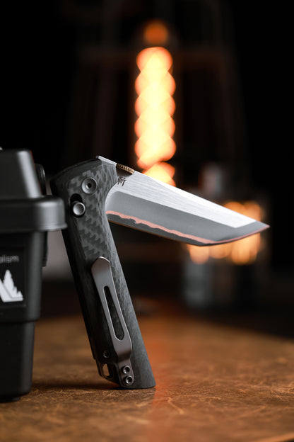 2418-CF-5 Crossbar Lock  5-Layer Copper Steel 3.5" Blade Japanese-style tactical folding knife