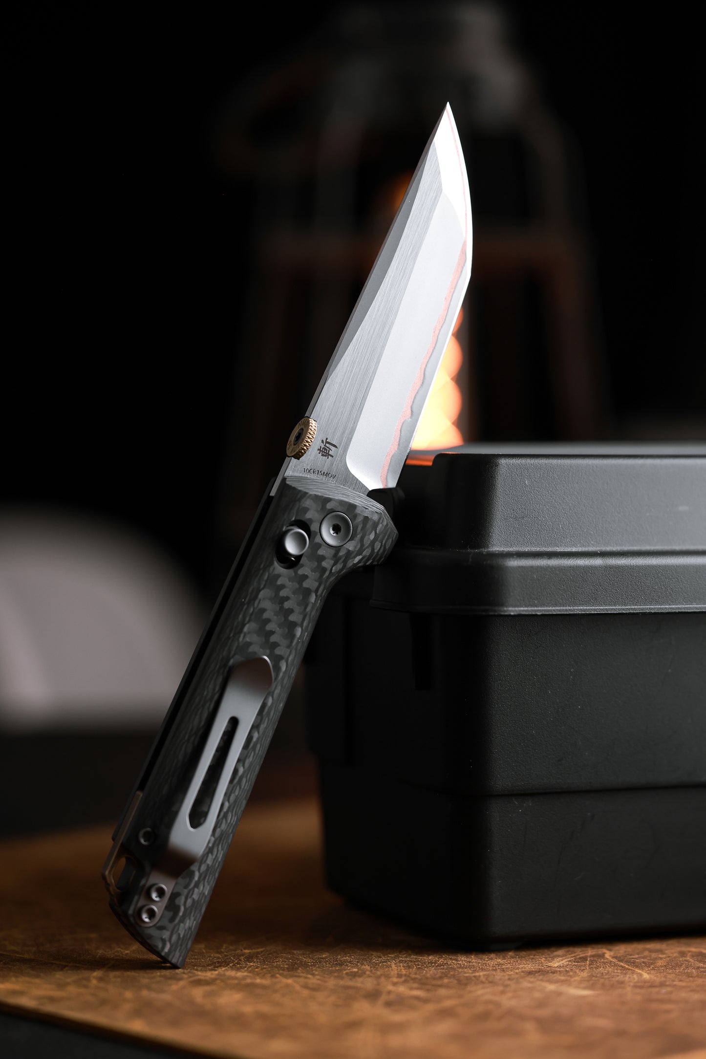 2418-CF-5 Crossbar Lock  5-Layer Copper Steel 3.5" Blade Japanese-style tactical folding knife