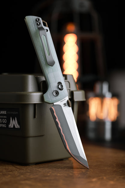 2418-JD-G-5 Crossbar Lock  5-Layer Copper Steel 3.5" Blade Japanese-style tactical folding knife