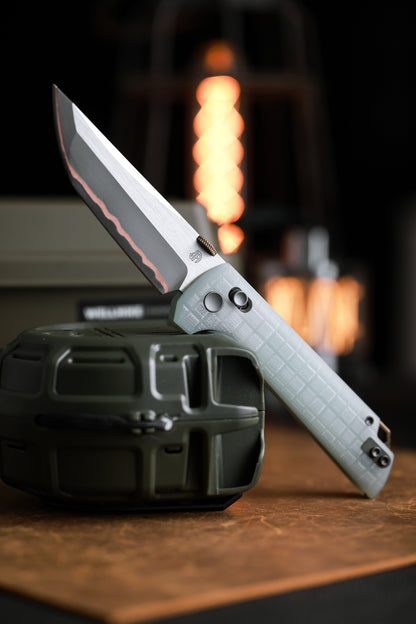 2418-JD-G-5 Crossbar Lock  5-Layer Copper Steel 3.5" Blade Japanese-style tactical folding knife