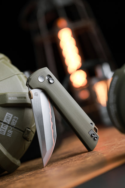 2418-GR-5 Crossbar Lock  5-Layer Copper Steel 3.5" Blade Japanese-style tactical folding knife