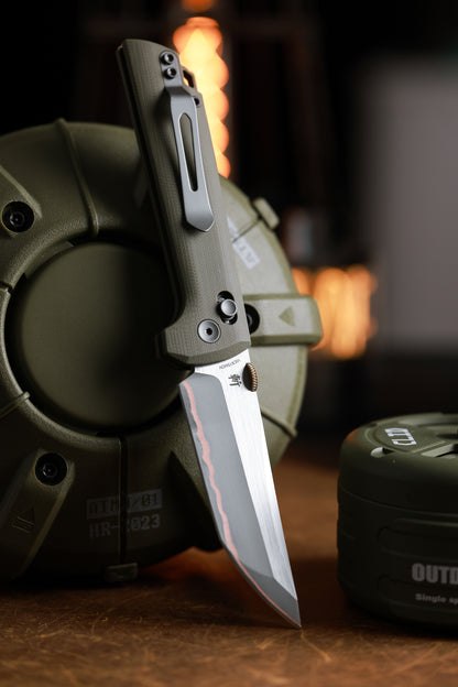 2418-GR-5 Crossbar Lock  5-Layer Copper Steel 3.5" Blade Japanese-style tactical folding knife