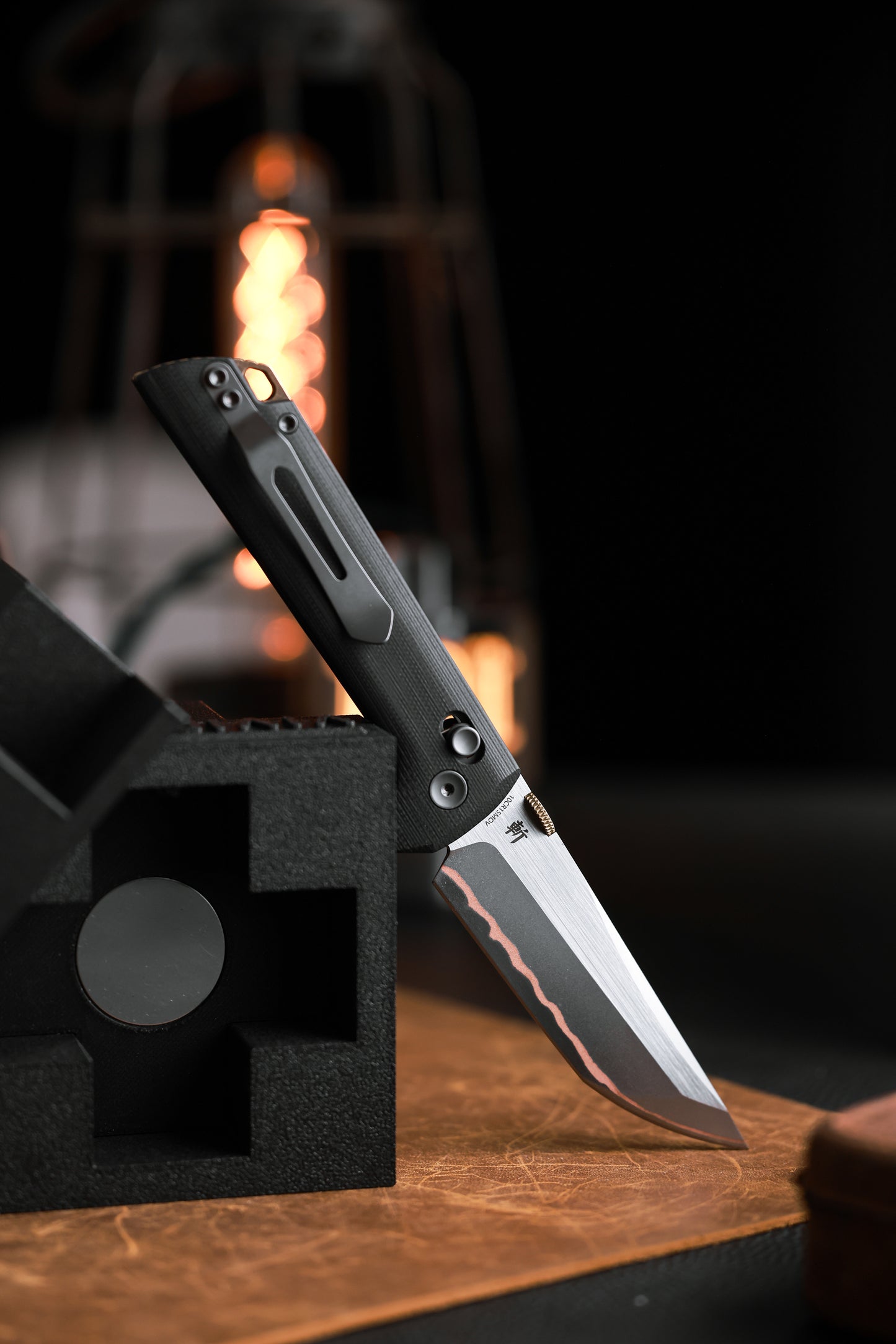 2418-BK-5  Crossbar Lock  5-Layer Copper Steel 3.5" Blade Japanese-style tactical folding knife