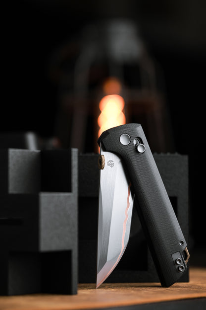 2418-BK-5  Crossbar Lock  5-Layer Copper Steel 3.5" Blade Japanese-style tactical folding knife