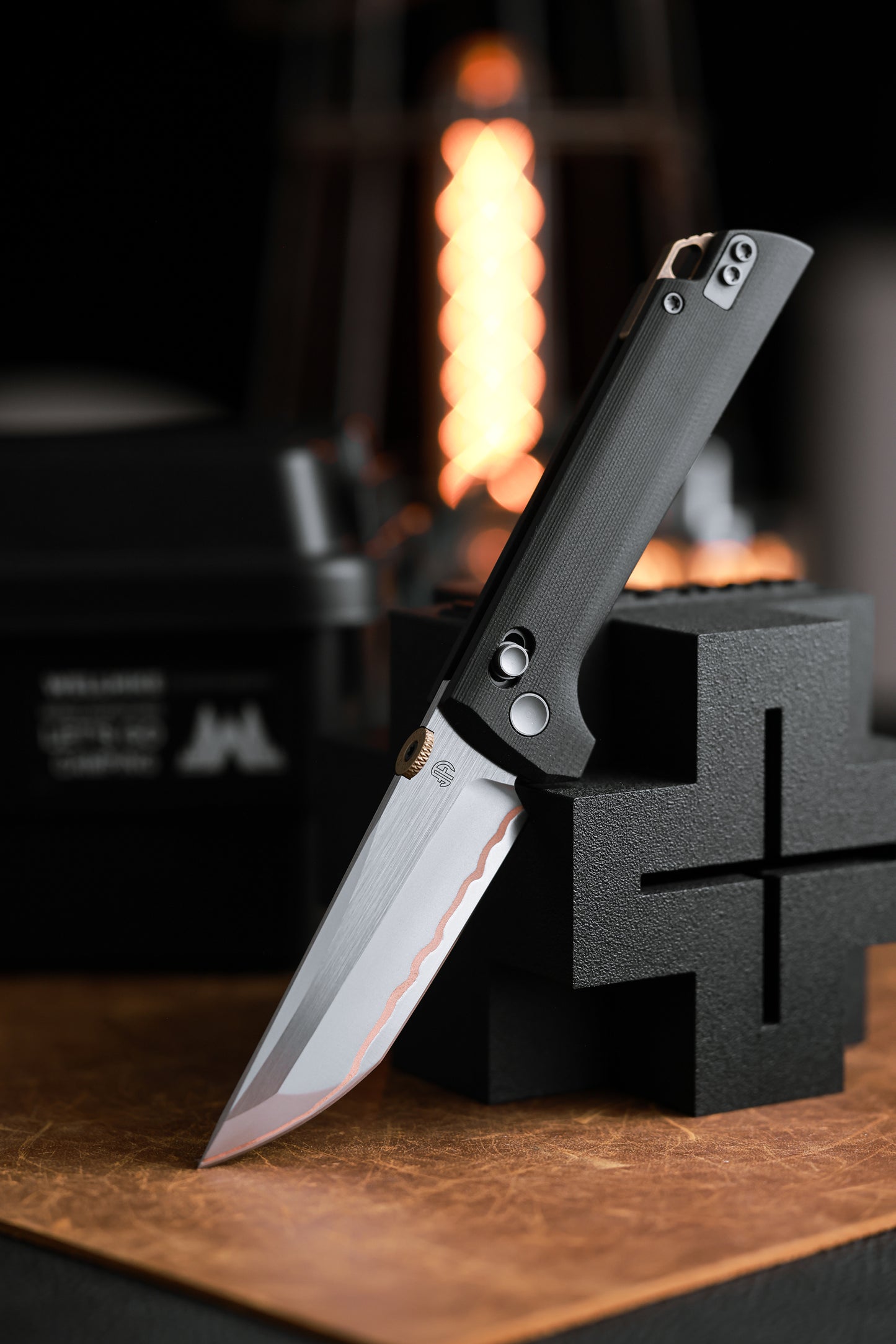 2418-BK-5  Crossbar Lock  5-Layer Copper Steel 3.5" Blade Japanese-style tactical folding knife