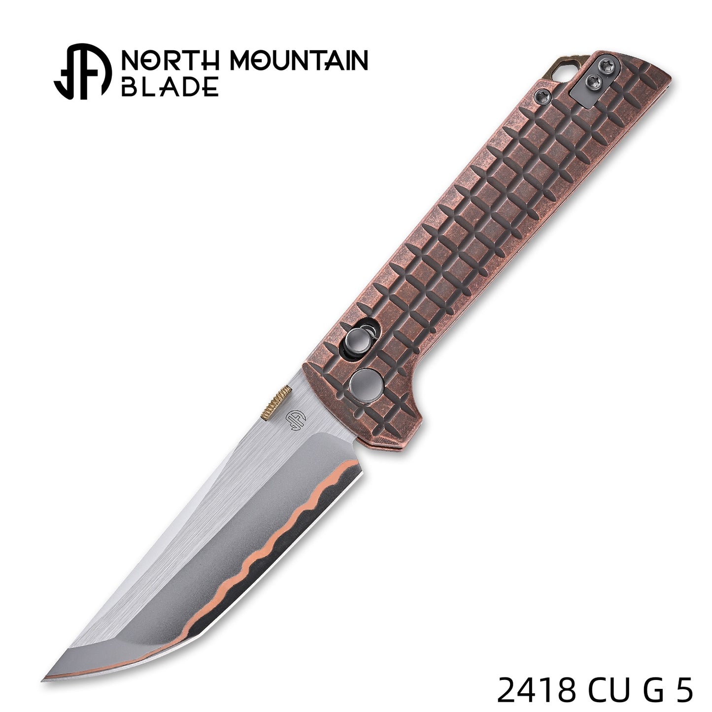 2418-CU-G-5  Crossbar Lock  5-Layer Copper Steel 3.5" Blade Japanese-style tactical folding knife