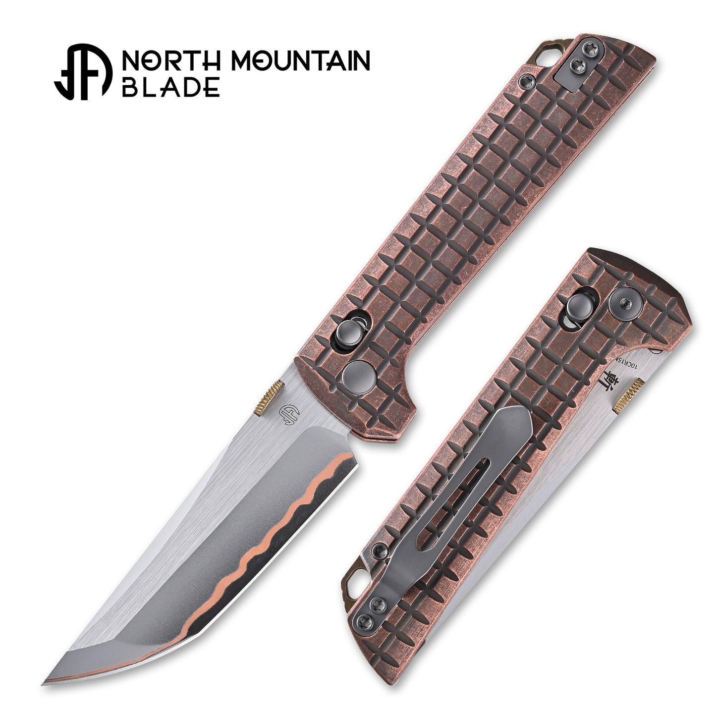 2418-CU-G-5  Crossbar Lock  5-Layer Copper Steel 3.5" Blade Japanese-style tactical folding knife