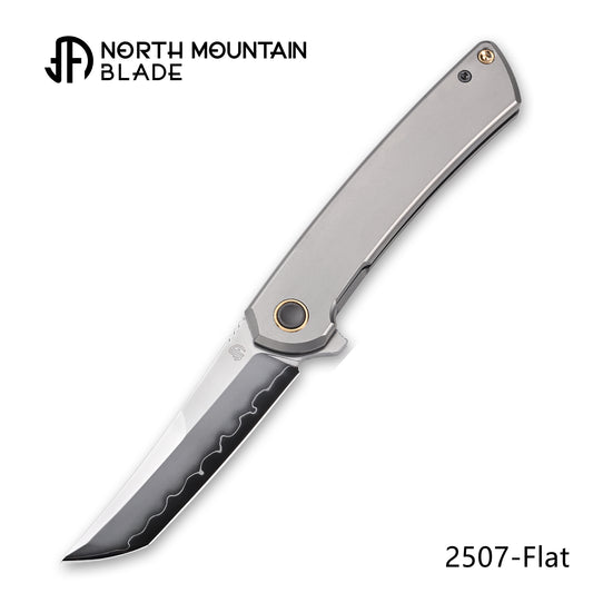 【Zero】2507-Flat Tanto Blade Ti Flat Handle&Clip Smooth Flippers