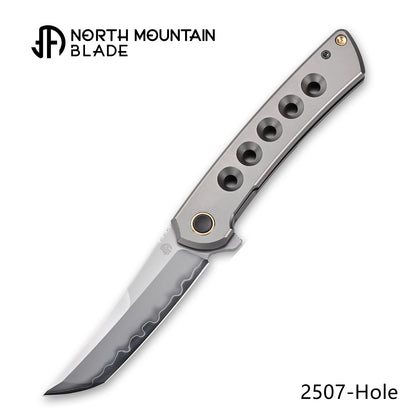 【Zero】2507-Hole Tanto Blade Ti Hole Handle&Clip Smooth Flippers