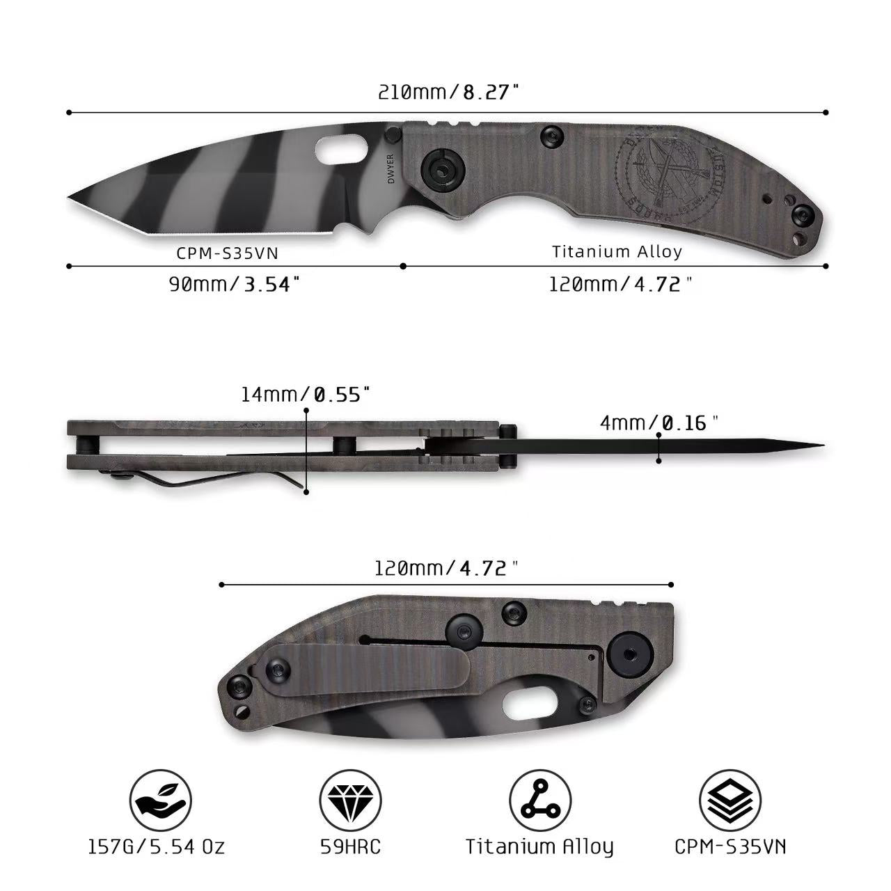 Tiger Stripe – BBNM NorthMountainBlade 2522 Tanto