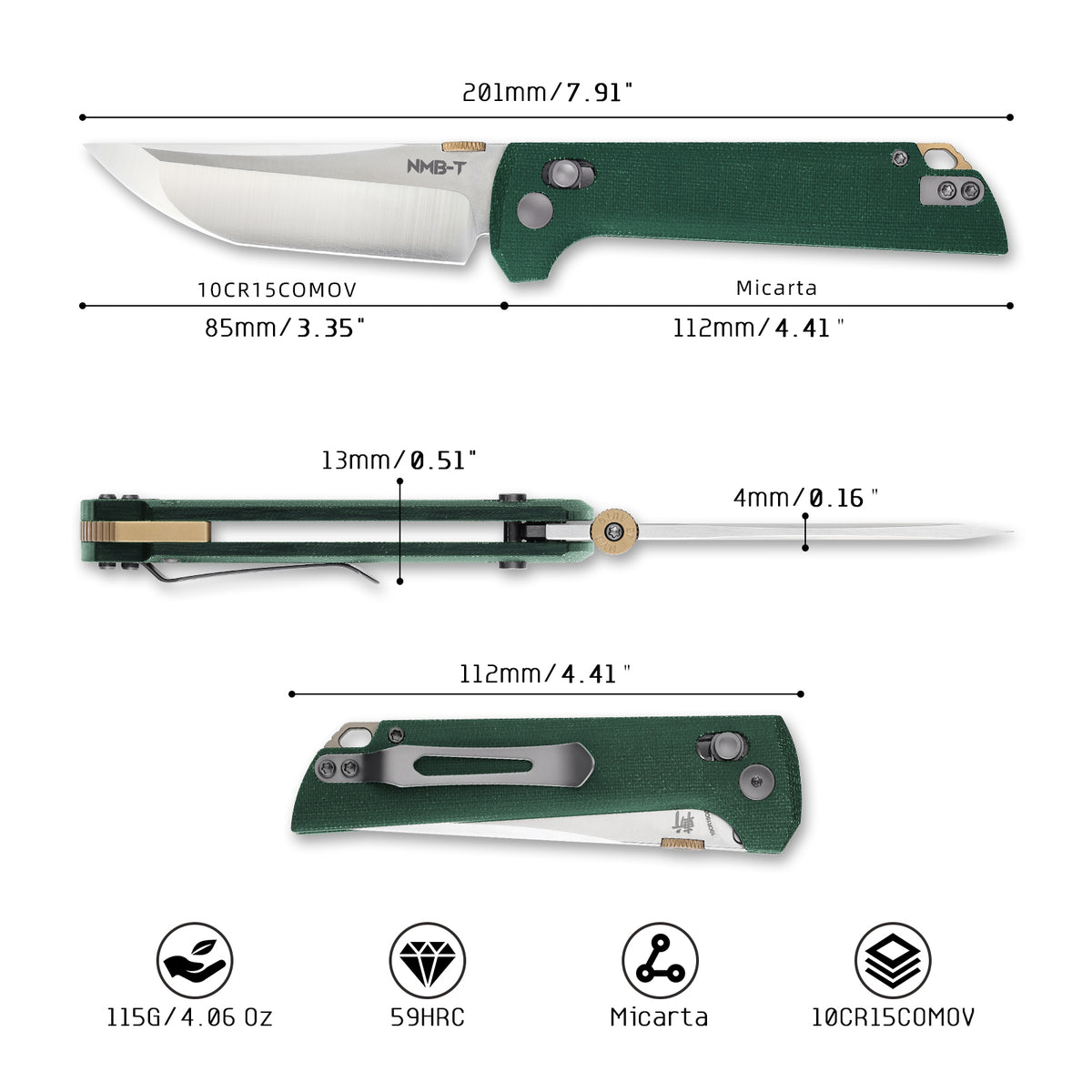 2418-GRMCT-10CR Chop 3.5" (10Cr15CoMoV)