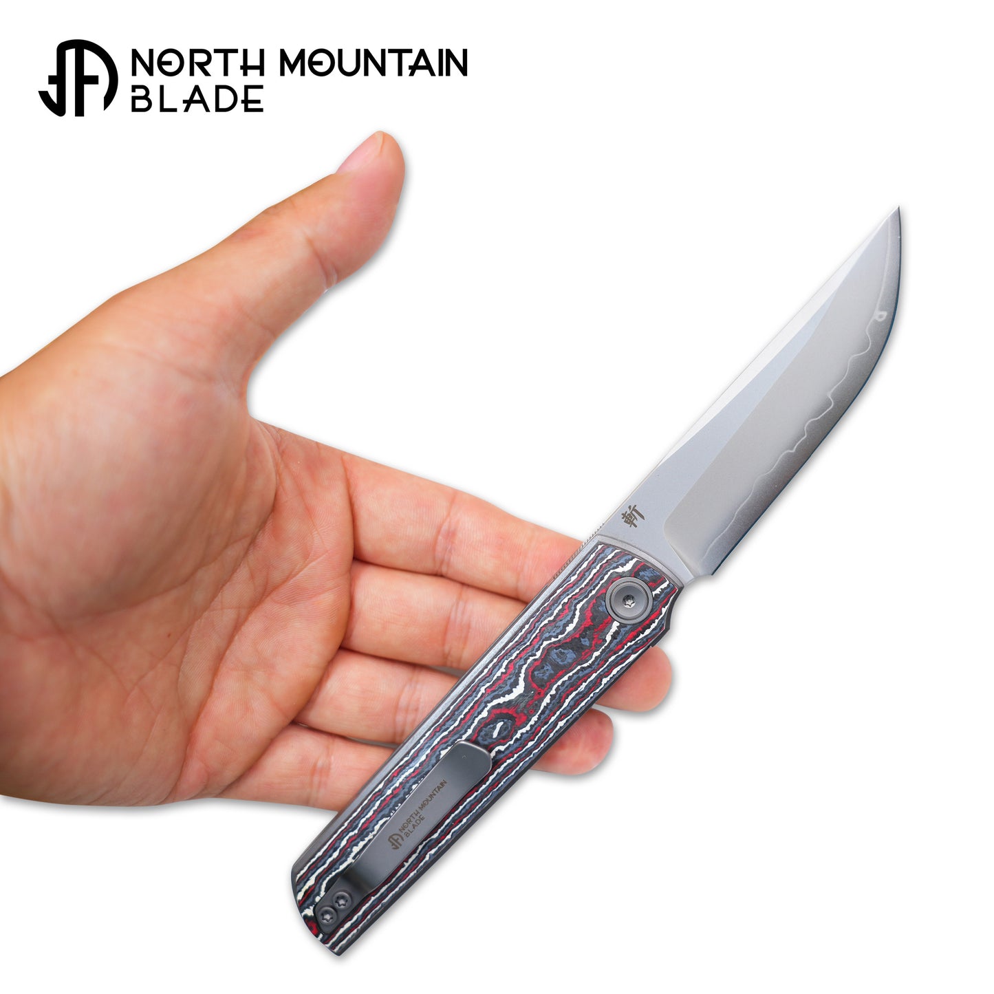 2412-RDWH CHOP 4 Front Flipper Folding Knife, Ceramic Carbon Fiber Handle, SLD San Mai Steel, Japanese-Style
