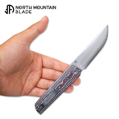 2412-RDWH CHOP 4 Front Flipper Folding Knife, Ceramic Carbon Fiber Handle, SLD San Mai Steel, Japanese-Style