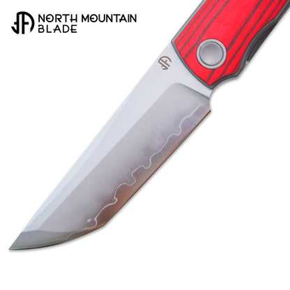 2412-RDQCF CHOP 4 Front Flipper Folding Knife, Quartz Carbon Fiber, SLD San Mai Steel, Japanese-Style Tanto