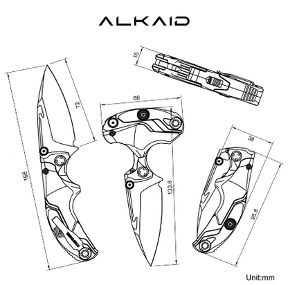 Multifunctional transforming folding knife, titanium , M390 steel.