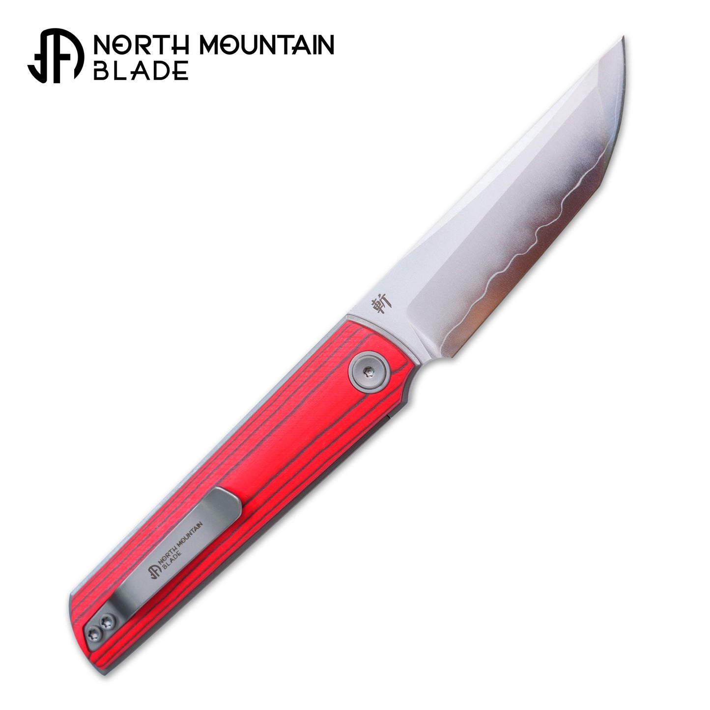 2412-RDQCF CHOP 4 Front Flipper Folding Knife, Quartz Carbon Fiber, SLD San Mai Steel, Japanese-Style Tanto