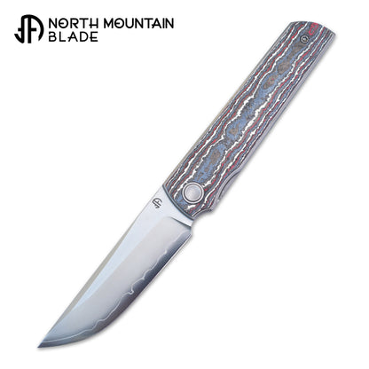 2412-RDWH CHOP 4 Front Flipper Folding Knife, Ceramic Carbon Fiber Handle, SLD San Mai Steel, Japanese-Style