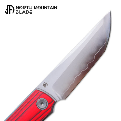 2412-RDQCF CHOP 4 Front Flipper Folding Knife, Quartz Carbon Fiber, SLD San Mai Steel, Japanese-Style Tanto