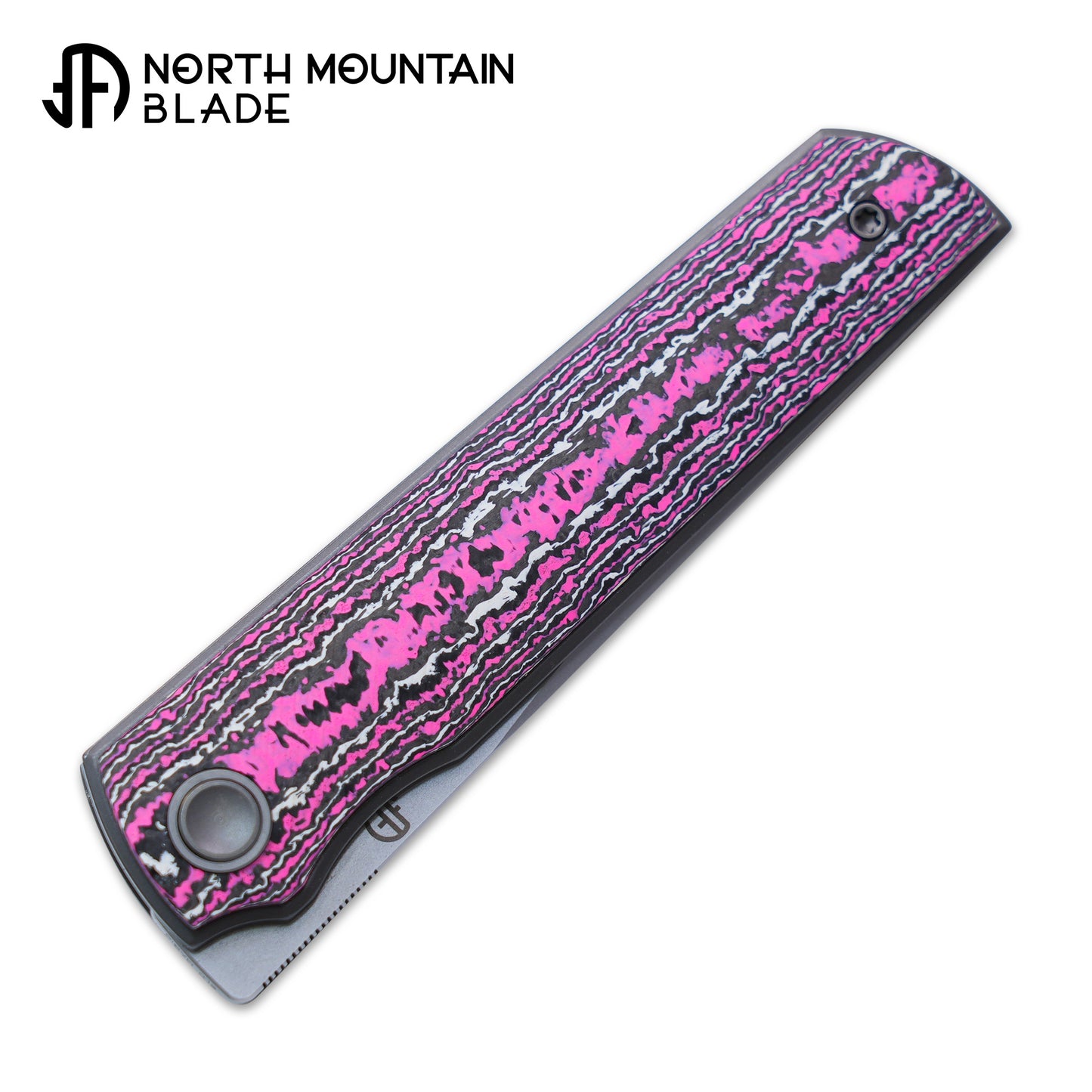 2412-GLOWCF CHOP 4 Front Flipper Folding Knife, Ceramic Carbon Fiber Handle, SLD San Mai Steel, Japanese-Style Tanto